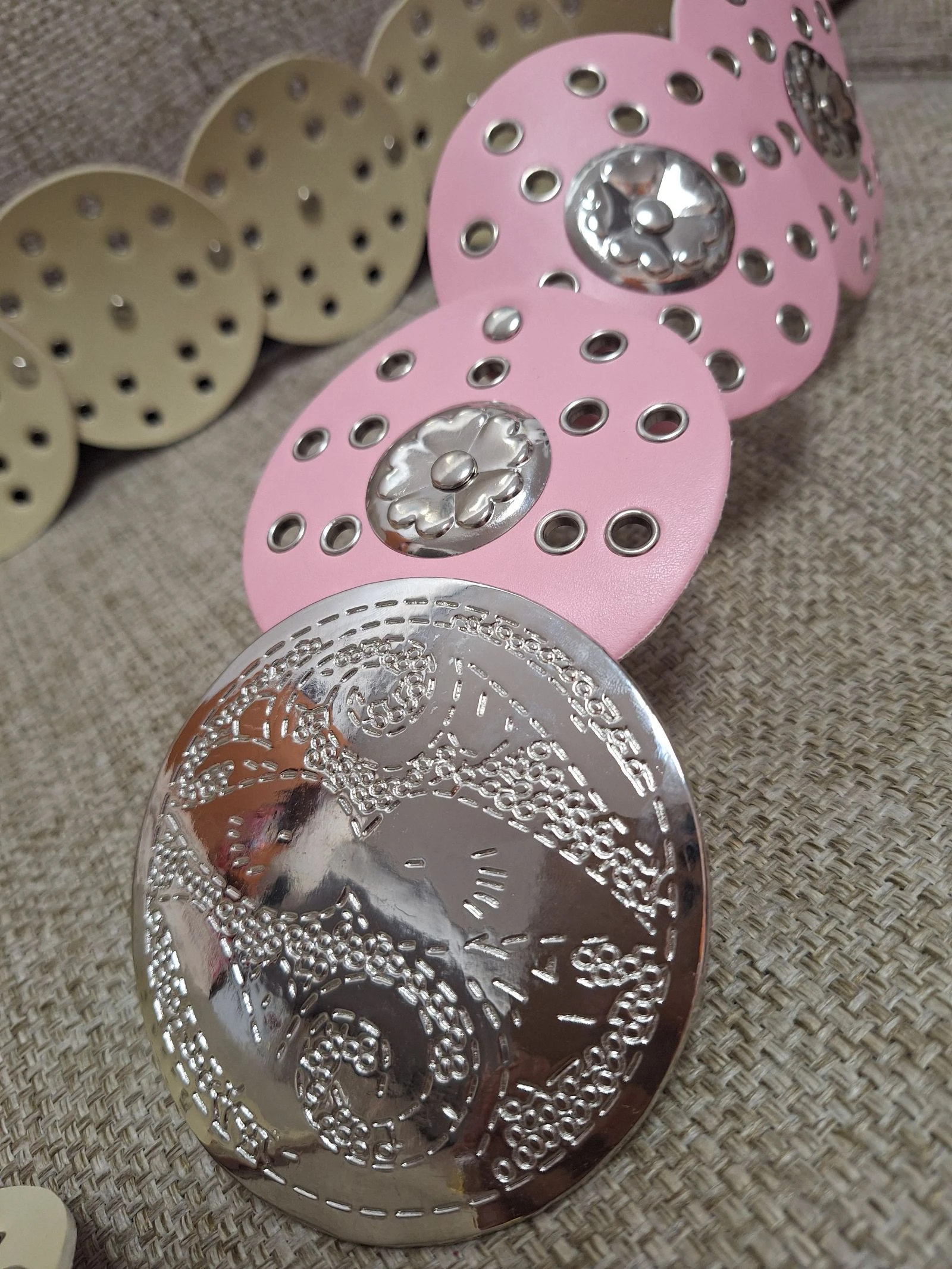 Y2K Pink Boho Belt with Silver Medallions | New – photo 2